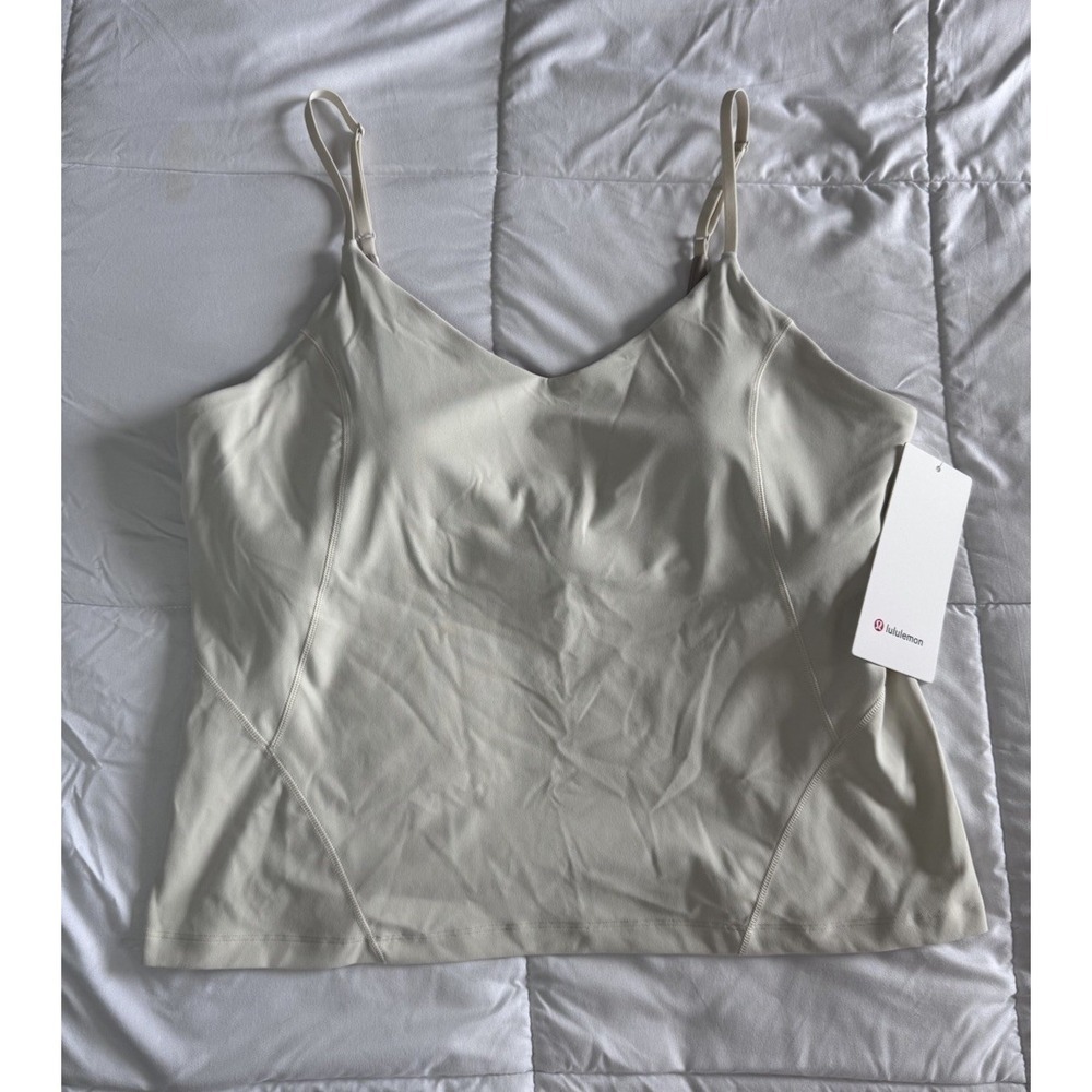 New Lululemon Size 14 Align Waist Length Cami Tank C/D Built In Bra Light Ivory
